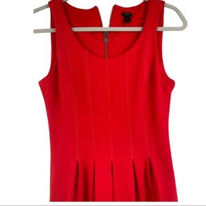 J Crew Pleated Flare Dress Red Sleeveless Sz 2